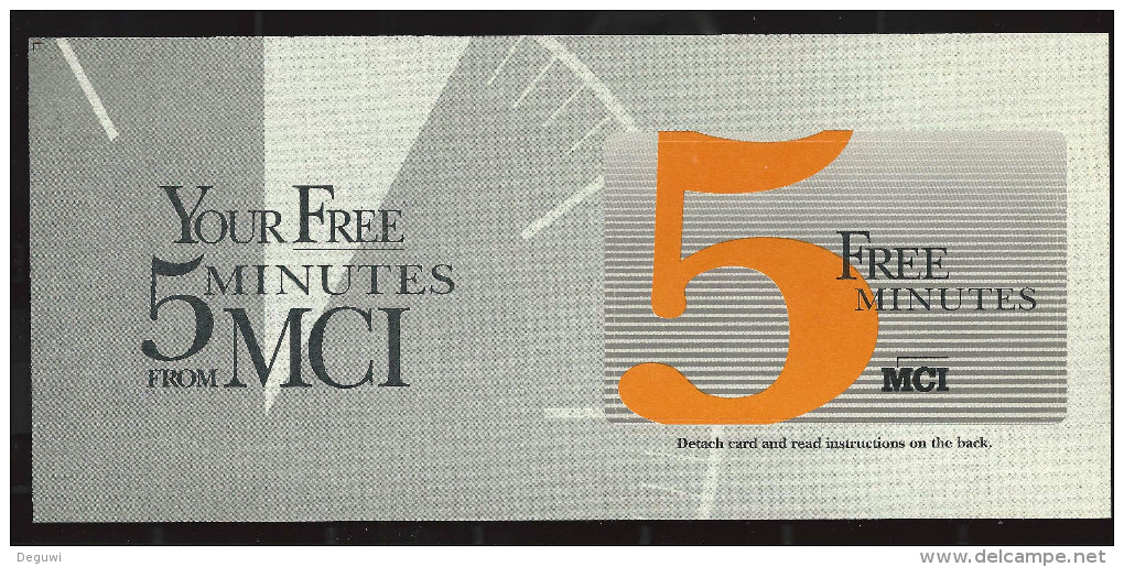 MCI  Telecard  5 Minutes,  UNC, Very Scarce,  MINT - AT&T