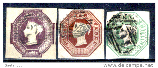 Gran-Bretagna-068 - 1847-54 - Y&T N.5/7 (o) - Privi Di Difetti Occulti. - Gebraucht
