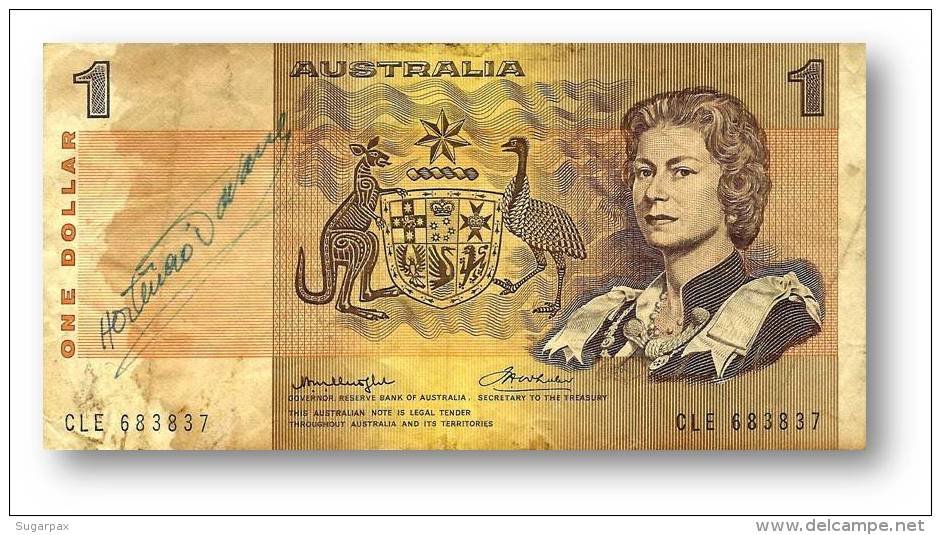 AUSTRALIA - 1 Dollar - Nd ( 1976 ) - P 42.b1 - Sign. H. M. Knight And F. H. Wheeler - Elizabeth II - Reserve Bank - 1974-94 Australia Reserve Bank