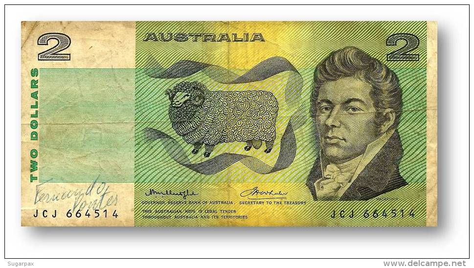 AUSTRALIA - 2 Dollars - Nd ( 1976 ) - P 43.b2 - Sign. H. M. Knight And F. H. Wheeler - Sir Joseph Banks - Reserve Bank - 1974-94 Australia Reserve Bank (papier)