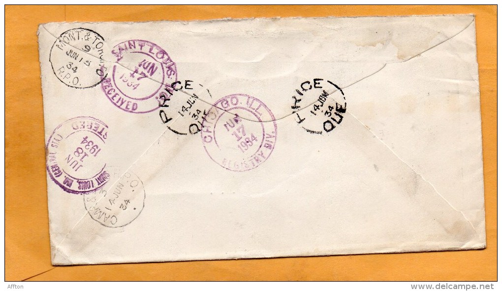 Canada 1934 Registered Cover Mailed To USA - Altri & Non Classificati