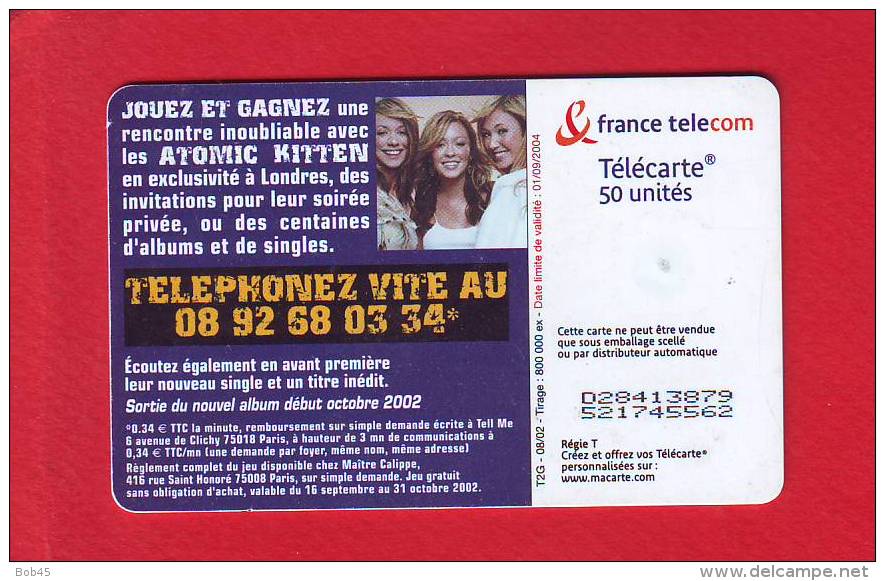 858 - Telecarte Publique Atomic Kitten (F1238A) - 2002