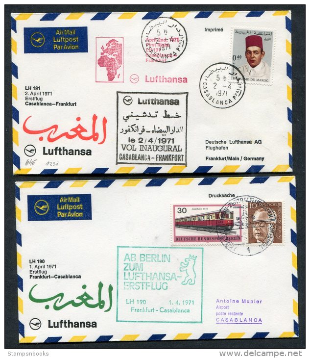 1971 Lufthansa Maroc Germany Casablanca / Frankfurt First Flight Covers X 2 - Morocco (1956-...)