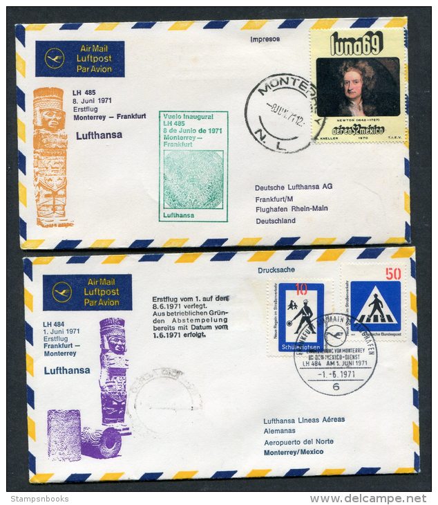 1971 Lufthansa Mexico Germany Monterrey / Frankfurt First Flight Covers X 2 - Mexico