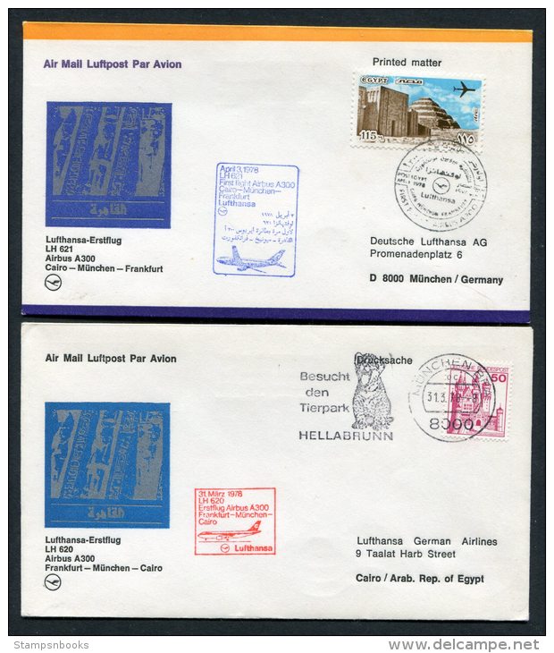 1978 Lufthansa Egypt Germany Cairo /Munich First Flight Covers X 2 - Airmail