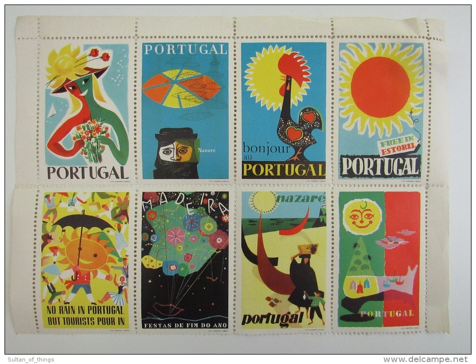 8x PORTUGAL Tourism Tourist Tourisme Advertise BIG Poster Stamp Label Vignette Viñeta Cinderella - Autres & Non Classés