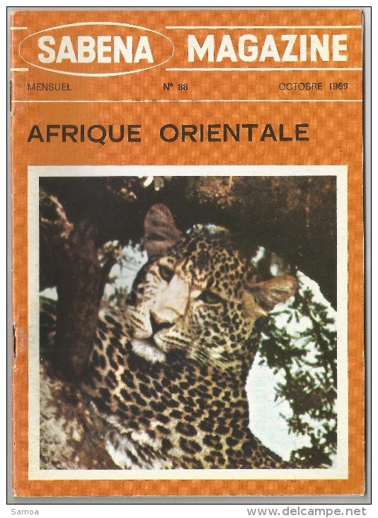 Sabena Magazine 1969 N° 88 Afrique Orientale Photos Kilimandjaro Flamants Roses Girafes Éléphants Buffle Lions Tambour - Aviation