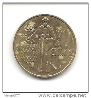MONACO -==- Pièce De 20 Centimes RAINIER  III - 1960-2001 Nouveaux Francs