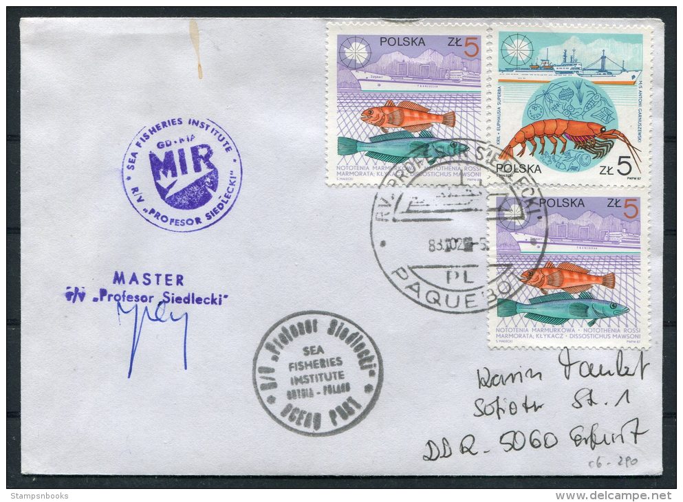 Poland Paquebot Ship  Sea Fisheries Institute R/V Profesor Siedlecki Antarctic Polar Signed Cover - Polar Ships & Icebreakers