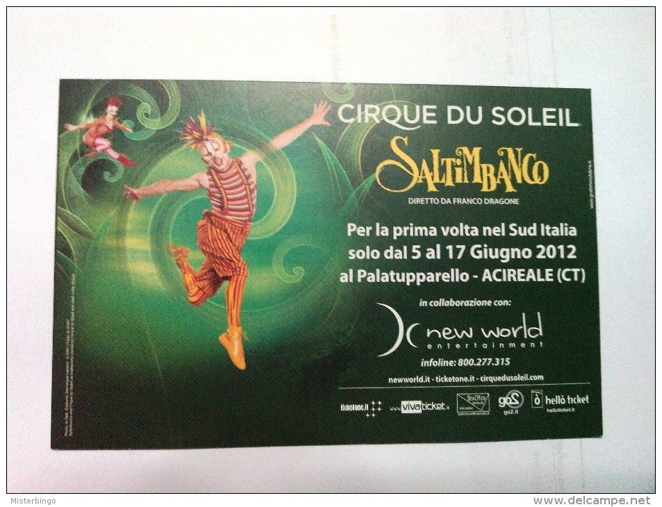 CARTONCINO PUBBLICITARIO FORMATO CARTOLINA CIRCO DU SOLEIL - ACIREALE - CATANIA - Catania