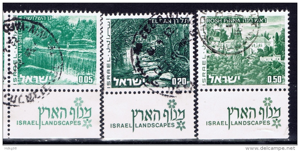 IL+ Israel 1971 1973 Mi 525 531 598 TAB Landschaften - Usados (con Tab)