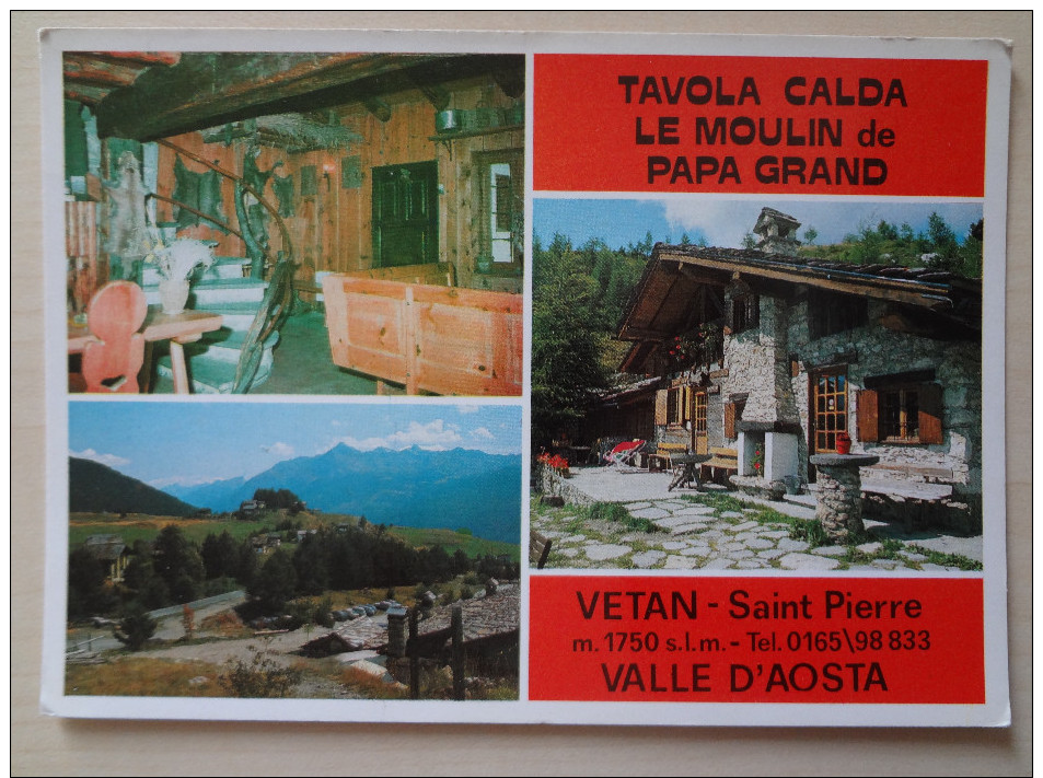 458- Cartolina Vetan Saint Pierre Tavola Calda Le Moulin De Papa Grand Postcard Carte Postale - Hotels & Restaurants