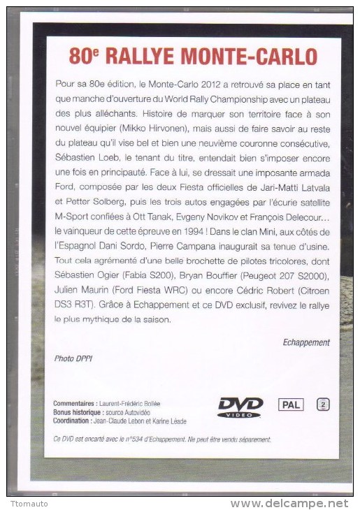 DVD  -  Rallye Monte-Carlo 2012  -  Les Temps Forts Du Rallye - World Rally Championship - Sports