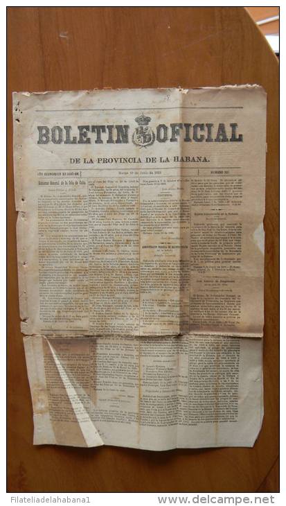 BP6 CUBA SPAIN NEWSPAPER ESPAÑA 1888 BOLETIN OFICIAL DE LA HABANA 19/06/1888 - [1] Hasta 1980