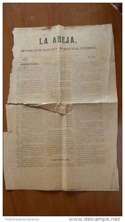 BP2 CUBA SPAIN NEWSPAPER ESPAÑA 1883 LA ABEJA 2/07/1883 GUANAJAY - [1] Tot 1980