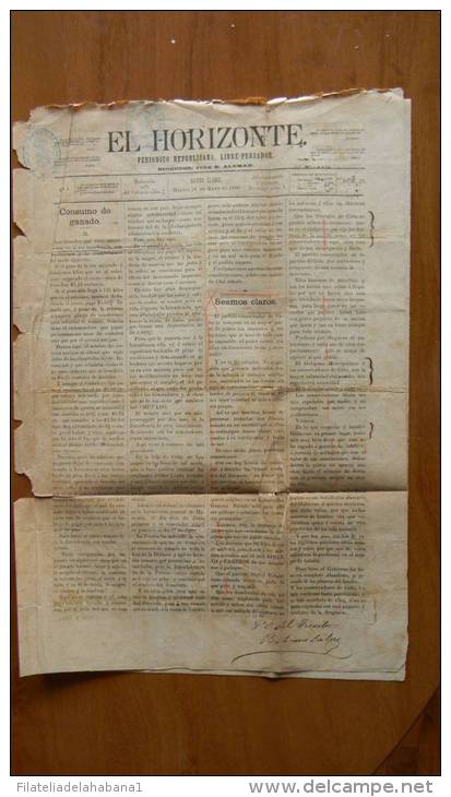 BP43 CUBA SPAIN NEWSPAPER ESPAÑA 1886  EL HORIZONTE 18/05/1886 SANTA CLARA - [1] Fino Al 1980