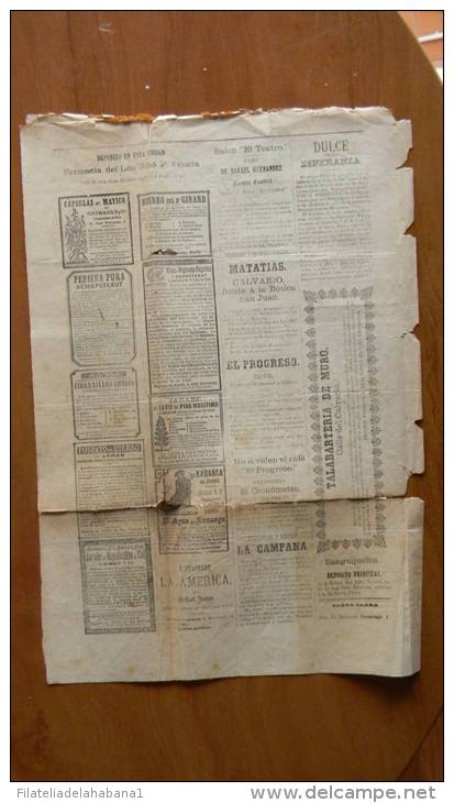 BP43 CUBA SPAIN NEWSPAPER ESPAÑA 1886  EL HORIZONTE 18/05/1886 SANTA CLARA - [1] Hasta 1980