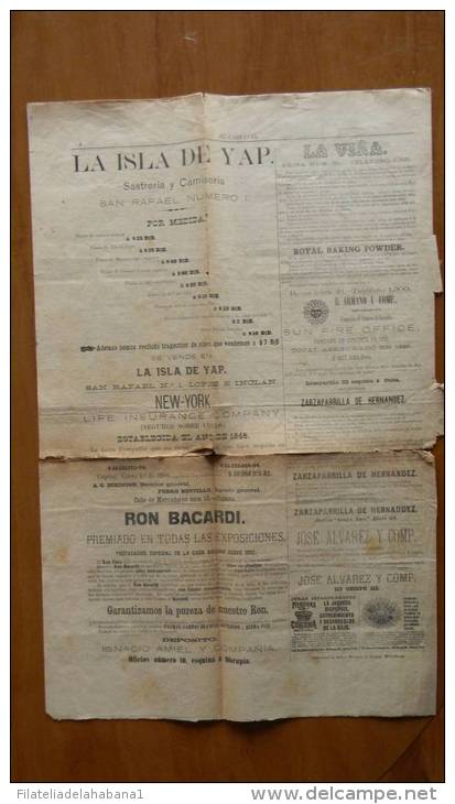 BP30 CUBA SPAIN NEWSPAPER ESPAÑA 1886  EL CARNAVAL 18/07/1886 - [1] Jusqu' à 1980