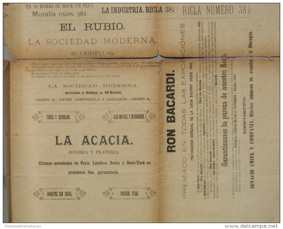 BP206 CUBA SPAIN NEWSPAPER ESPAÑA 1886 \"EL CARNAVAL\" 11/07/1886. 56X37cm. - [1] Jusqu' à 1980