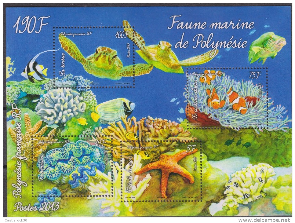O) 2013 NEW CALEDONIA - FRENCH COLONIES, FAUNA MARINA POLYNESIA, SOUVENIR MNH - Neufs
