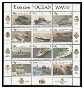 Br. Indian Ocean Terr.,  Scott 2014 # 196,  Issued 1997,  Sheet Of 12,  MNH,  Cat $ 22.50,  Ships - British Indian Ocean Territory (BIOT)