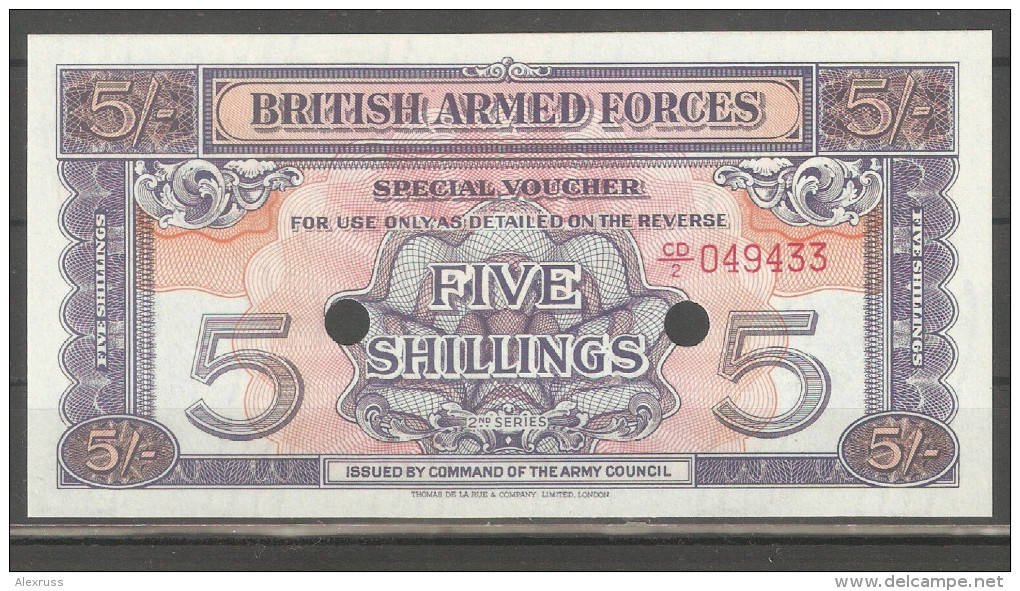 British Armed Forces 5 Shillings Special Voucher,2nd Series,VF UNC - British Troepen & Speciale Documenten