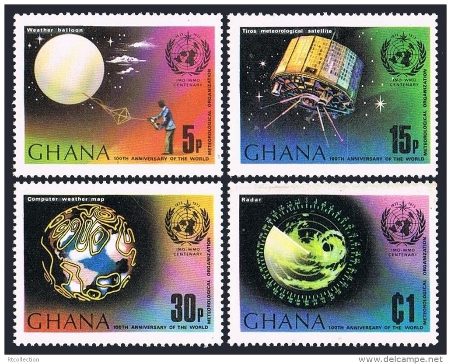 Ghana 1973 International Meteorological Cooperation Space Globe Satelliate Stamps MNH SC 503-506 Michel 520-523 - Autres & Non Classés