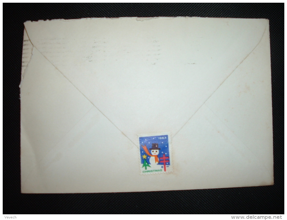 LETTRE POUR LA FRANCE TP THE ALAMO 9 C + TP ANDREW JACKSON 1 C X2 OBL.MEC. DEC 5 1963 FORT BELVOIR + VIGNETTE CHRISTMAS - Lettres & Documents