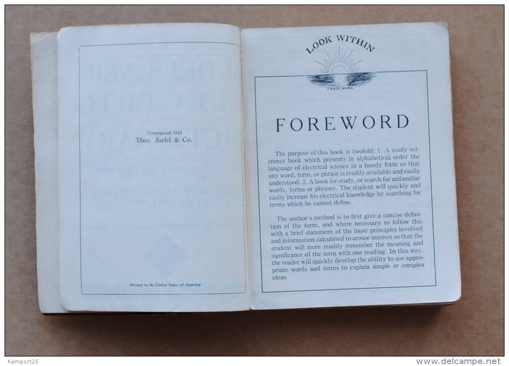 1933 AUDELS NEW ELECTRIC DICTIONARY Frank Graham SCIENCE History TERMS Edison ÉLECTRIQUE DICTIONNAIRE - Sciences