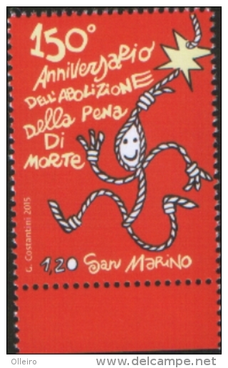 San Marino 2015 150 ° Anniversario Dell'abolizione Della Pena Di Morte 1v Complete Set ** MNH - Unused Stamps