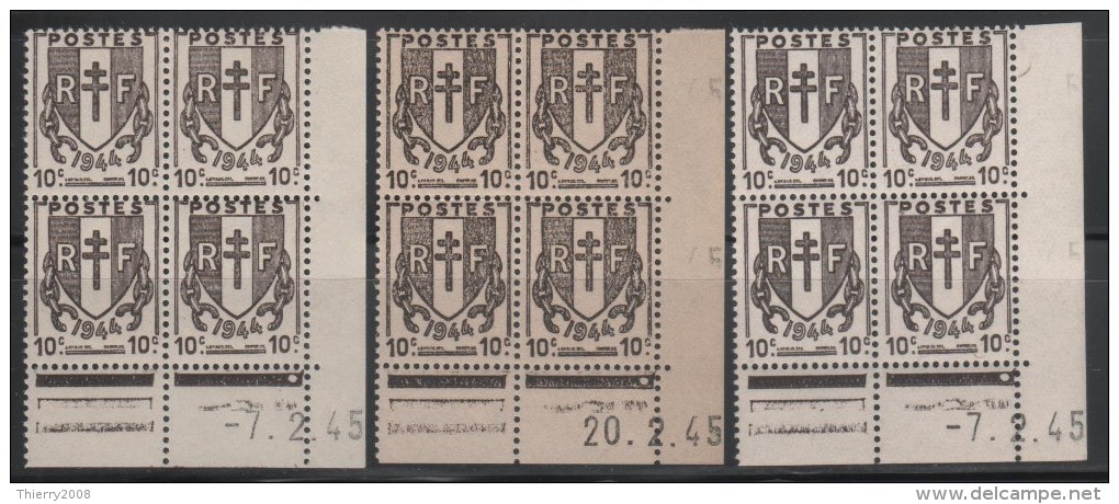N° 670 X3 Neuf ** Gomme D'Origine, Bloc De 4 Avec Coin Daté  TB - 1940-1949
