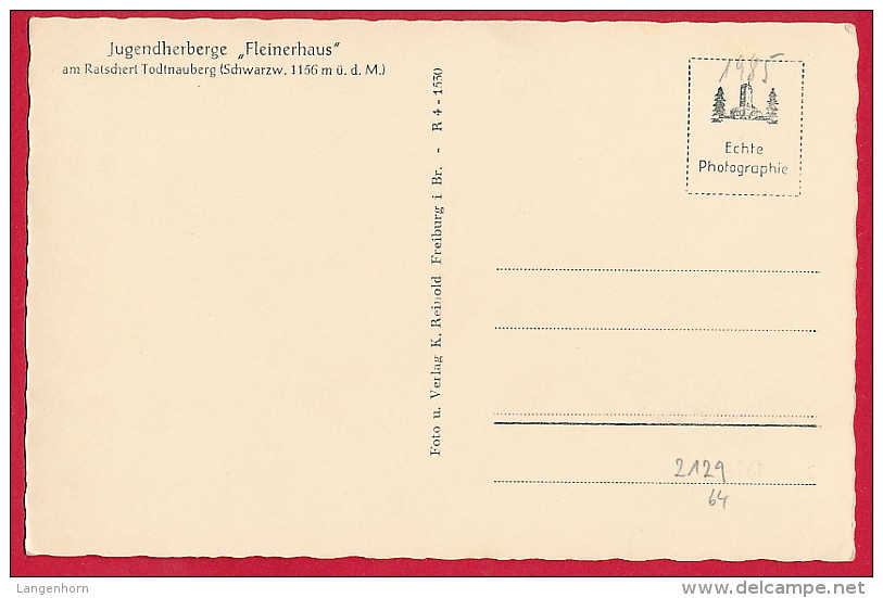 AK ´Todtnau / Todtnauberg' (LK Lörrach / Schwarzwald)  ~ Um 1965 - Todtnau