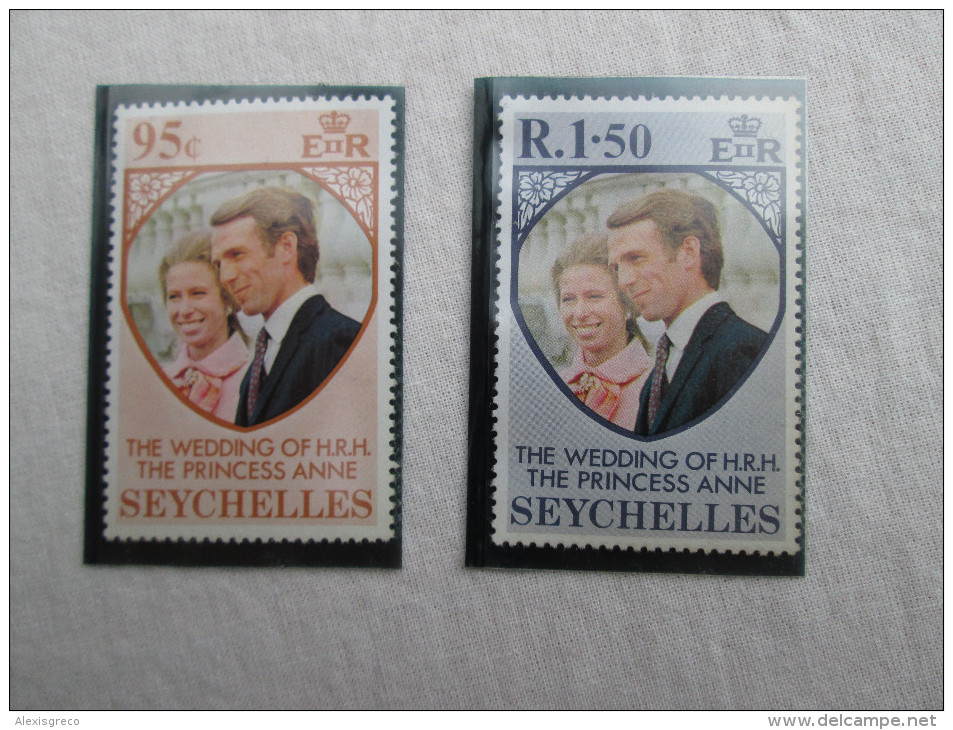 Seychelles 1973 ROYAL WEDDING Princess ANNE To MARK PHILLIPS SET TWO STAMPS MNH. - Seychellen (...-1976)