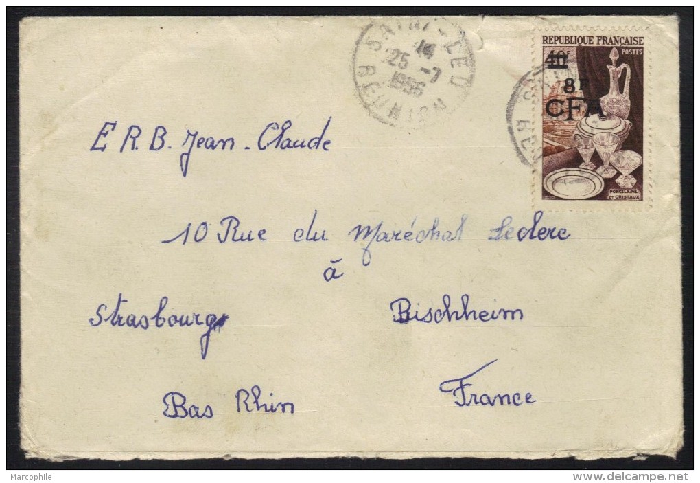 REUNION - SAINT LEU / 1956 - # 315 SEUL SUR LETTRE AVION POUR L' ALSACE / COTE 15 € (ref 6734) - Lettres & Documents