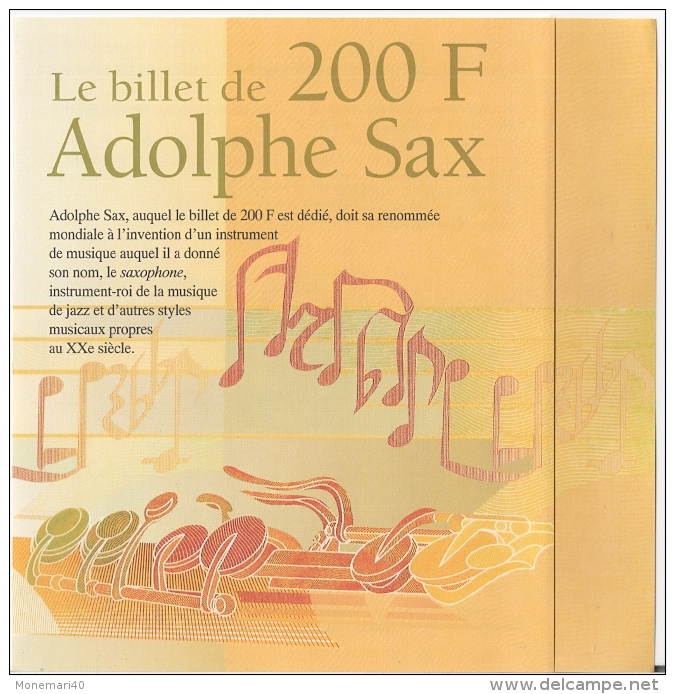 DEPLIANT (Billet De 200 Francs Belges) Dédié à ADOLPHE SAX. - Autres & Non Classés