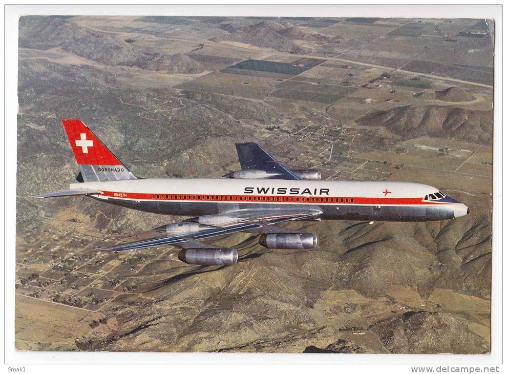 TRANSPORT AIRPLANES CONVAIR CORONADO 990 SWISSAIR SWITZERLAND BIG POSTCARD 1967. - 1946-....: Modern Era