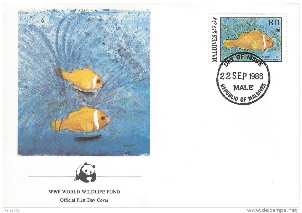 Maldives 1986 Male WWF Anemone Fish Amphiprion Coral FDC Cover - FDC