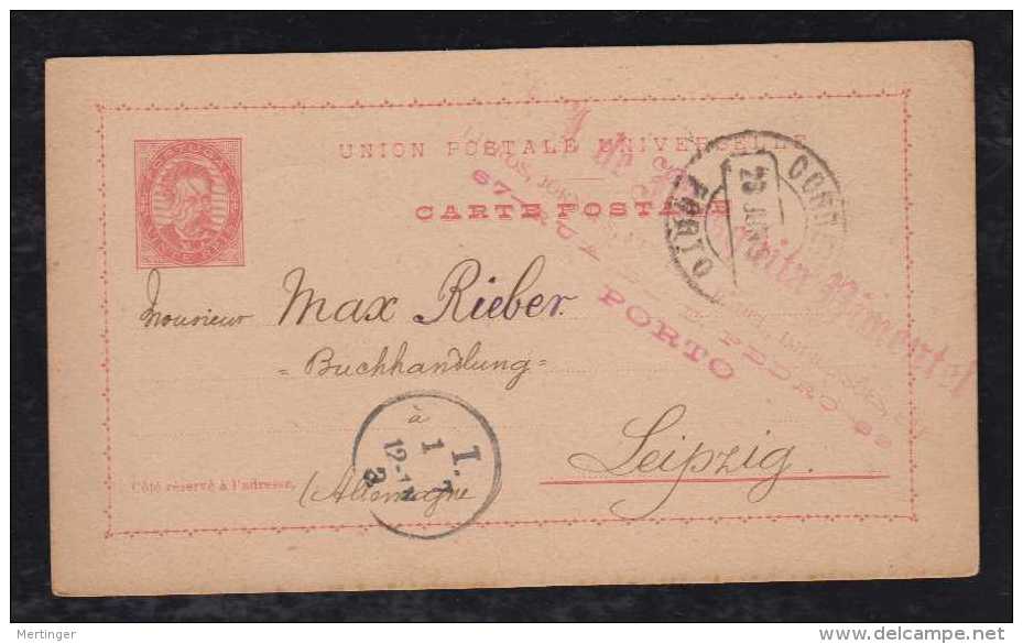 Portugal 1891 Stationery Card 20R Luis I PORTO To LEIPZIG Germany - Cartas & Documentos