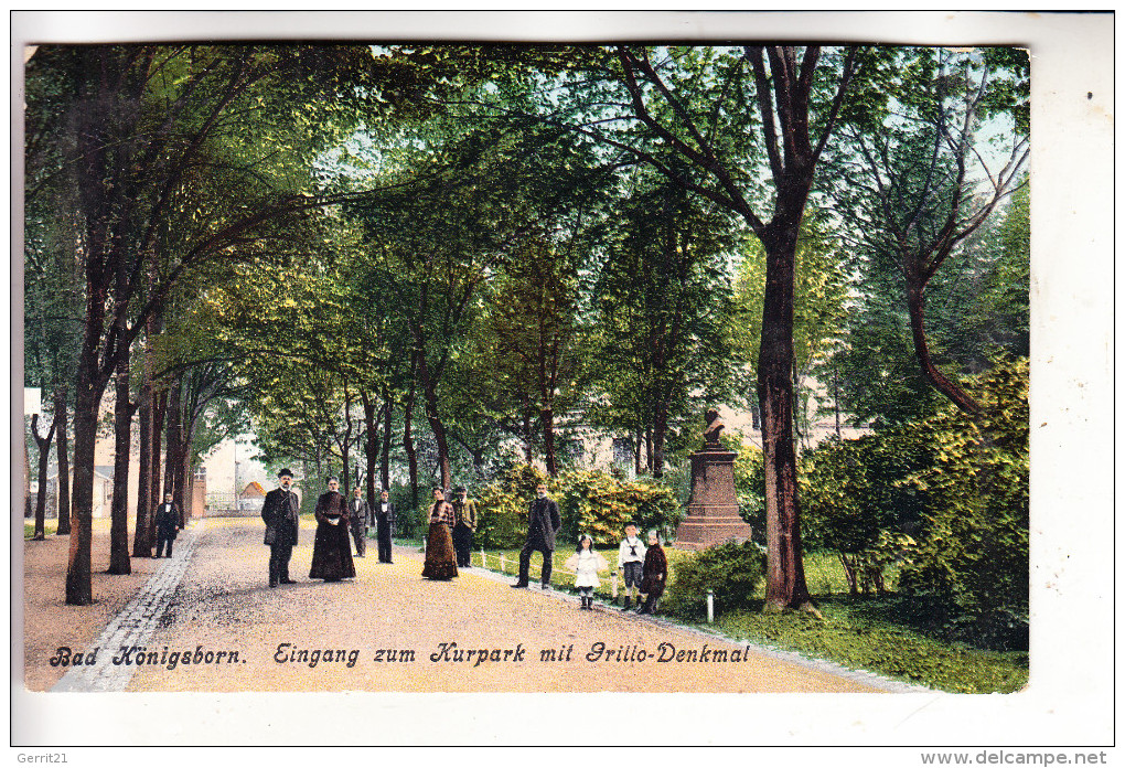 4750 UNNA - KÖNIGSBORN, Eingang Zum Kurpark Und Grillo-Denkmal, 1906 - Unna