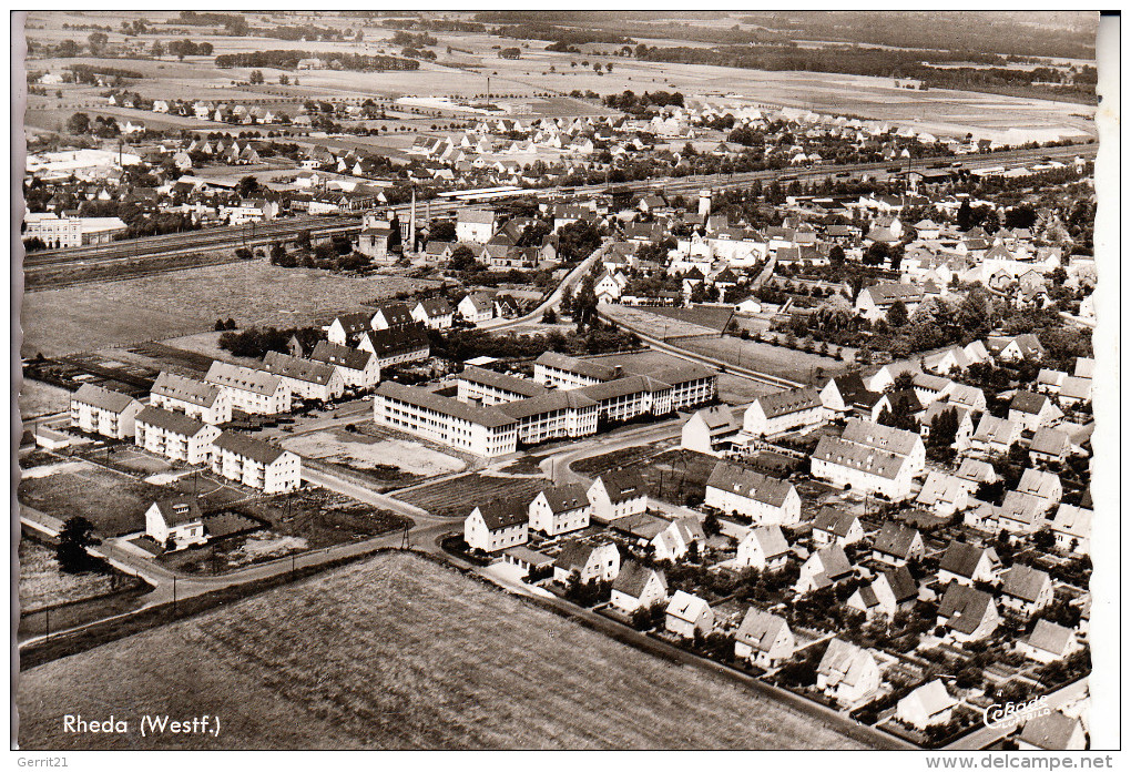 4840 RHEDA - WIEDENBRÜCK, Luftaúfnahme Rheda, 1960, Rücks. Kl. Klebereste - Rheda-Wiedenbrueck