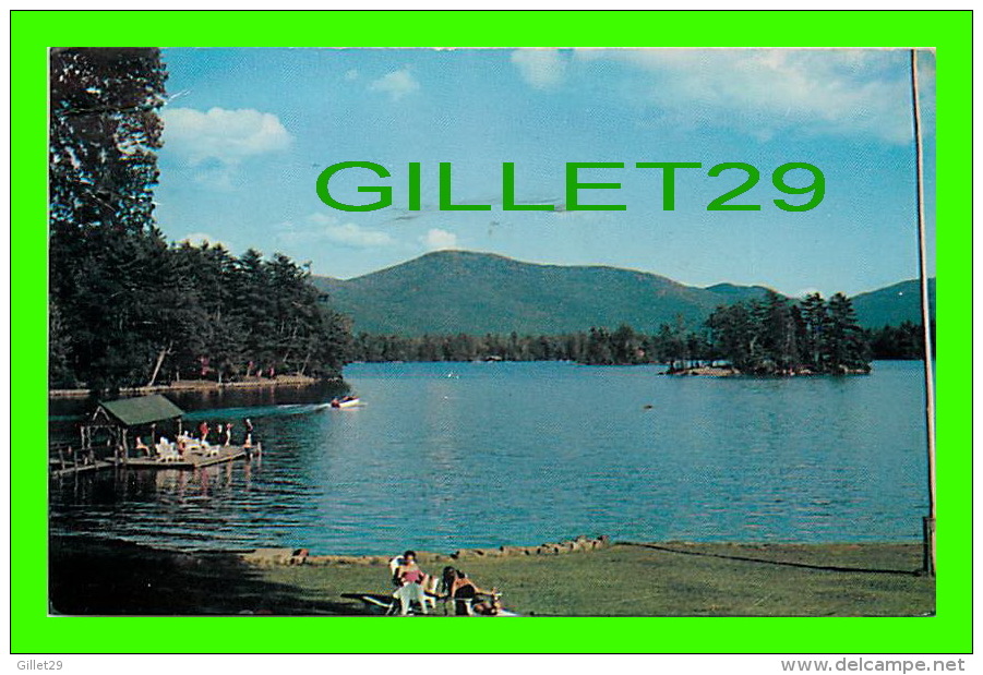 LAKE GEORGE, NY - LOVELY ALGONQUIN BAY - TRAVEL IN 1955 - PUB. BY DEAN COLOR SERVICE - - Lake George