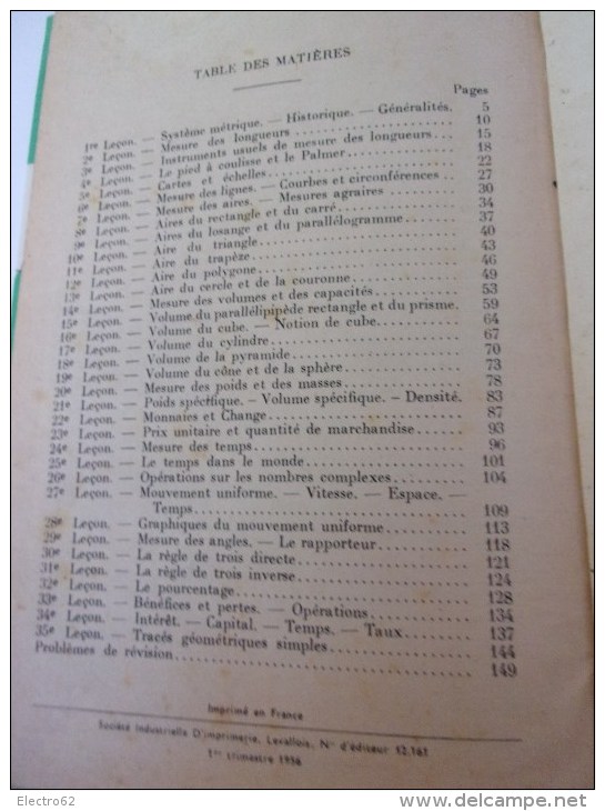 livre arithmètique 1956, classe 6e par une réunion de professeurs, LIGEL; Paris N°153E