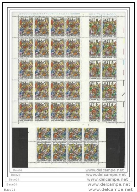 1990 Vaticano Vatican SAN WILLIBRORD 20 Serie Di 3v. In Foglio MNH** Sheets - Nuevos