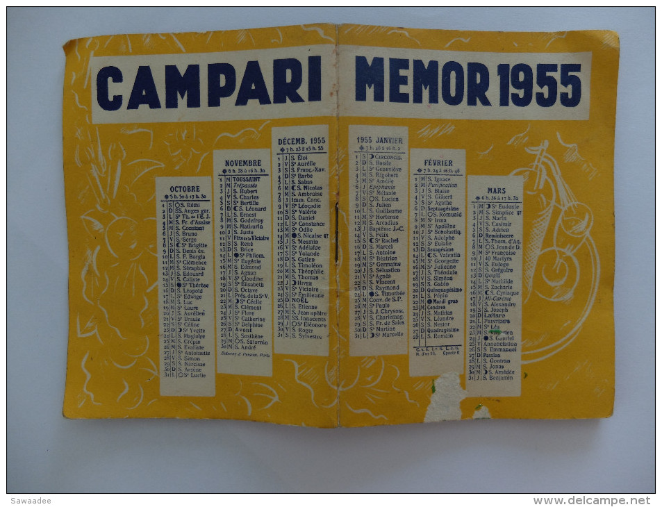 VADEMECUM DE POCHE POUR TOUS - "MEMOR" - CAMPARI - 1955 - 46 PAGES - Advertising