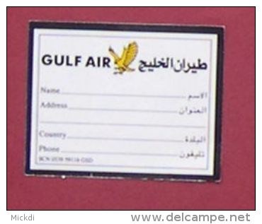 GULF AIR - ETIQUETTE A BAGAGE AUTOCOLLANT COMPAGNIE AERIENNE DU BAHREIN - Étiquettes à Bagages