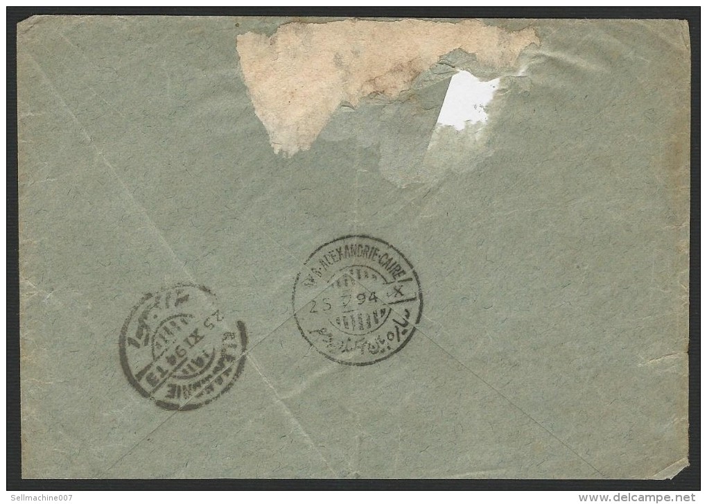 RUSSIA / RUSSIAN EMAPIRE 1894 COVER TO CAIRO EGYPT VIA ALEXANDRIA T.P.O 20 MOYTOBAR MAPKA - SCARCE DESTINATION - Lettres & Documents