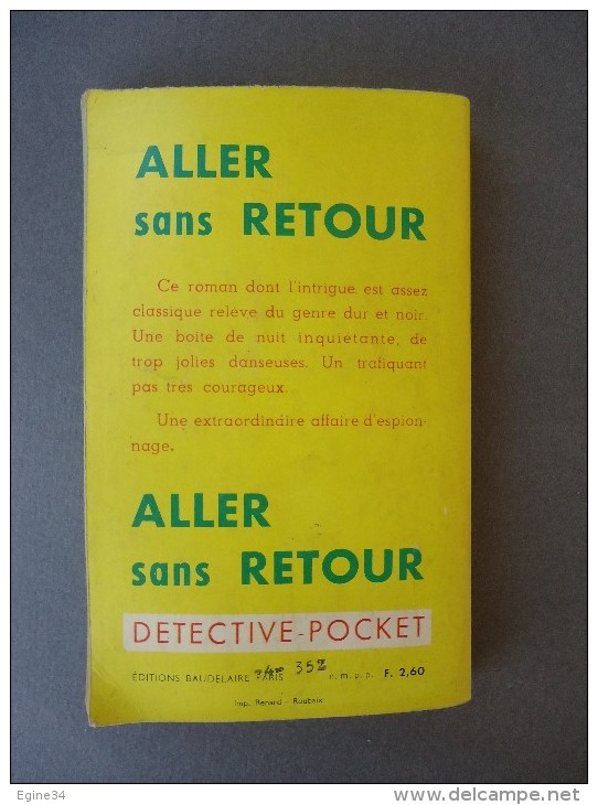 Editions Baudelaire - Détective Pocket No 18 - Aller Sans Retour - 1963 - Couverture De Camacho Mataix - Baudelaire, Ed.