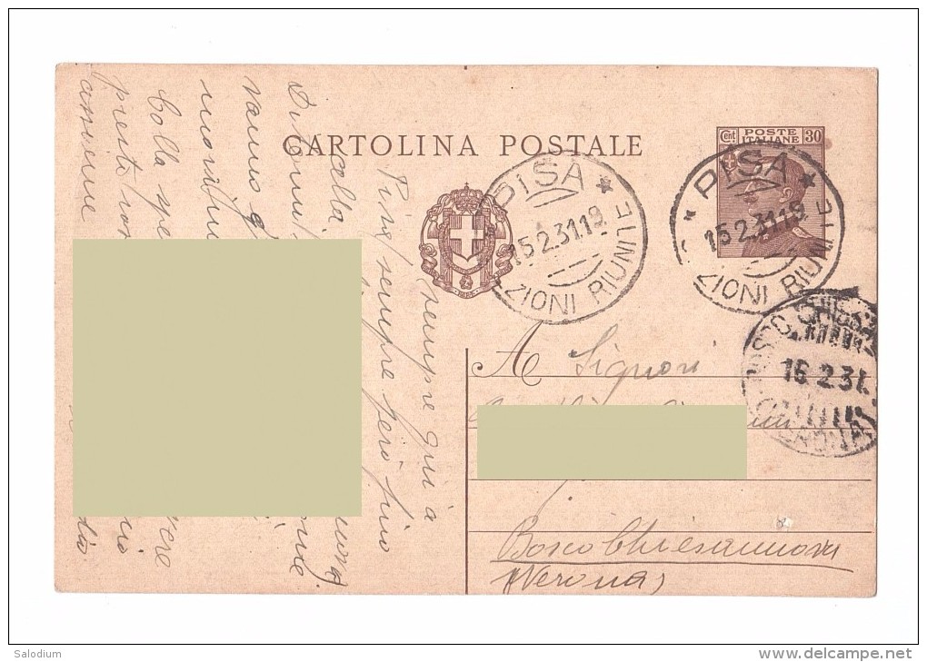 1931 - Militare Scrive A Casa BOSCO CHIESANUOVA - VERONA PISA - Italia Regno Intero Postale Cartolina Postale Storia - Interi Postali