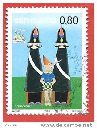 SAN MARINO USATO - 2004 - Favole - Collodi - Pinocchio - € 0,80 - S. 2003 - Oblitérés