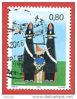 SAN MARINO USATO - 2004 - Favole - Collodi - Pinocchio - € 0,80 - S. 2003 - Usados